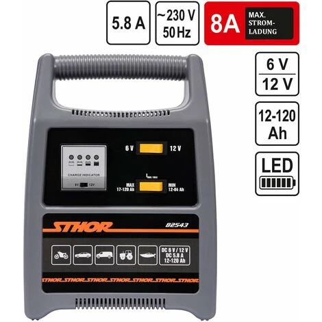 Sthor 6V/12V Batterieladegerät Automatik Batterielader 8A 120Ah
