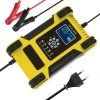 HAPPYSHOPPING 12V 24V 12A 7-stufiges Automatisches Intelligentes Batterieladegerät Multifunktions-Autobatterieladegerät Intelligentes Schnelllade-Impuls-Reparaturladegerät Mit Digitalem LCD-Display,EU, Gelb