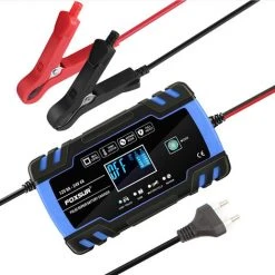 FOXSUR 12V 24V Puls-Reparatur-Ladegerät Mit LCD-Display Ladegerät Für Motorrad- Und Autobatterien AGM GEL WET Blei-Säure-Batterieladegerät,EU-Stecker
