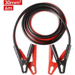 FEMOR Starthilfekabel Für Auto PKW LKW, Überbrückungskabel Aus Kupfer 6m 30mm² 1500A Für 12V Und 24V Inkl. Handschuhe Und Aufbewahrungstasche (6M 1500A)