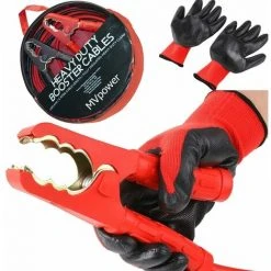 Gizcam Starthilfekabel Für Auto PKW LKW, Überbrückungskabel Aus Kupfer 6m 30mm² 1500A Für 12V Und 24V Inkl. Handschuhe Und Aufbewahrungstasche (6M 1500A)