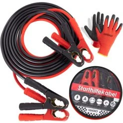 MASKO® Starthilfekabel Überbrückungskabel Für Benzin- Und Dieselmotoren, 6/12/24 Volt. Auto Motorrad Starterkabel Aus Kupfer Inkl. Handschuhe Und Tragetasche (25mm² 1200A / 30mm² 1500A), 4m / 1500amp