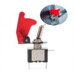 THSINDE Kippschalter 12V 20A Auto SPST Auto Rennwagen Heavy Duty EIN/AUS Rote LED Beleuchtet Mit Roter Wasserdichter Sicherheitsabdeckung ASW-07DRRMZ