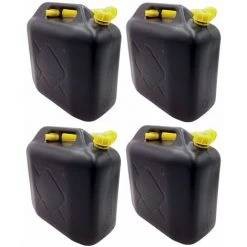 BURI 4x Benzinkanister 20L Kraftstoffkanister Reserve Kanister Schwarz Kunststoff