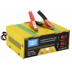 LIFCAUSAL 12V / 24V Batterieladegerät Intelligentes Impulsreparaturladegerät Mit Digitalanzeige Für Autozellen-Motorradbatterie EU-Stecker