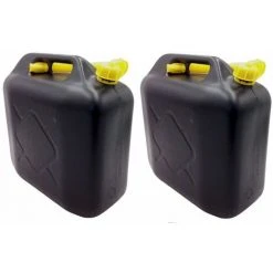 BURI 2x Gelb Benzinkanister 20L Kraftstoffkanister Reserve Kanister Schwarz Kunststoff