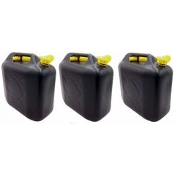 BURI 3x Benzinkanister 20L Kraftstoffkanister Reserve Kanister Schwarz Kunststoff