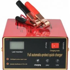 LIFCAUSAL 12V/24V Intelligentes Automatisches LED-Ladegerät Impulsreparaturtyp Betreuer Für Blei-Säure-Akkus Und Lithium-Akkus 140W AC220V Rot EU220Ｖ