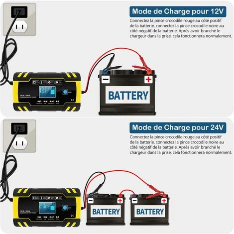 BARES 12V/24V 8A Smart Battery Charger, Level 3 Battery Charger Maintainer Und Auto Repair Funktion Für Auto, Motorrad, LKW, AGM, Gel, Nass, SLA (6-150Ah) – Bild 3