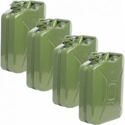 TRUTZHOLM® / BAUMARKTPLUS 4x Benzinkanister Kraftstoffkanister Metall 20 Liter Olivgrün Kanister Für Benzin Und Diesel