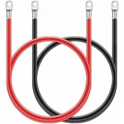 QERSTA 2 Stück 12-V-Wechselrichter-Batteriekabel 5 AWG 16 Mm² Kupfer-Batteriekabel, Rot Und Schwarz, Ringförmig, Verzinntes Kupfer (50 Cm (16 Mm²))
