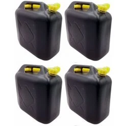 BURI 4 X Gelb Benzinkanister 20L Schwarz Kraftstoffkanister Reservekanister Ausgussstutzen