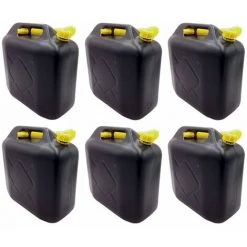BURI 6 X Gelb Benzinkanister 20L Schwarz Kraftstoffkanister Reservekanister Ausgussstutzen