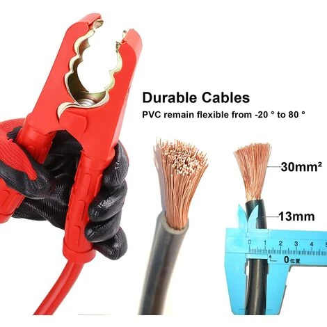 QERSTA Starthilfekabel 12V/24V Kupfer Autobatteriekabel (4M 1500A) - Diesel Starthilfekabel Mit Schutzhandschuhen Und Tragetasche - Für PKW Und LKW – Bild 4