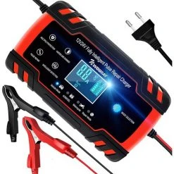 QERSTA 8A 12V / 24V Tragbares Intelligentes Batterieladegerät Mit LCD-Touchscreen, Mehrere Schutztypen, Rot