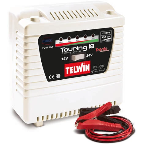 Telwin Elements TOURING 18 Autobatterie Ladegerät Für 12V/24V Batterien, Ladestrom Bis Zu 13 A, Kapazität Bis Zu 180 Ah